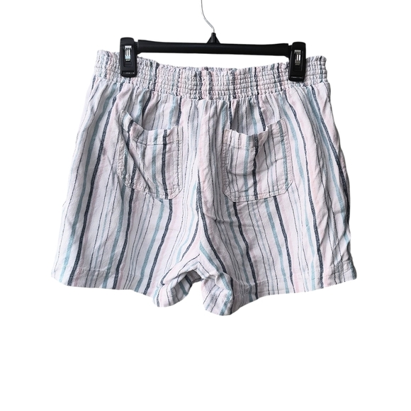 Briggs Women's Linen Blend Coastal Lagenlook Drawstring Stretch Waist Shorts L - Picture 2 of 8